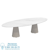 СТОЛ CONIX ELLIPSE 320X140 НОЖКИ БЕТОН ЦЕМЕНТ СЕРЫЙ - СТОЛШНЯЯ КЕРАМИЧЕСКАЯ BIANCO STATUARIO Royal Botania