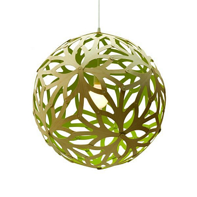 157 Floral David Trubridge Сферический подвесной светильник из фанеры зелёного оттенка Ø60