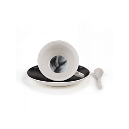 SE09970 Seletti Guiltless чайная пара из фарфора с блюдцем и ложкой белого цвета