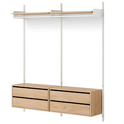 42001 + 42033 + 42036 + 42043 + 42054 SHELF2 New Works New Works Shelving System шкаф-купе с двумя выдвижными ящиками и дубовыми полками