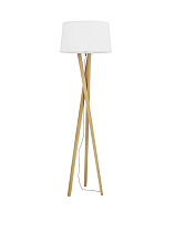 Ivory Fabric Shade Natural Wood Brown Fabric Wire LED E27 1x12Watt 100-240Volt IP20 Bulb Excluded D: 50 H: 160 cm Cable L: 180 cm