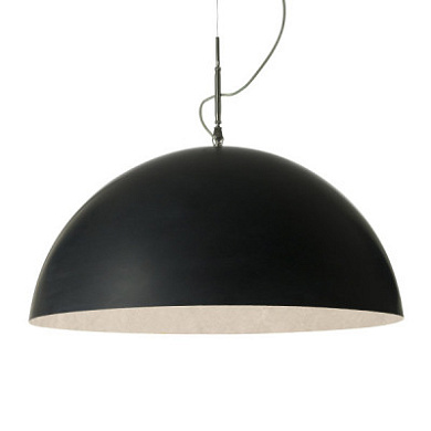 подвесная люстра с большим полусферическим плафоном чёрного цвета