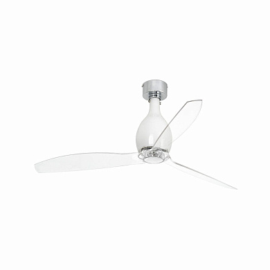 32020WP Faro MINI ETERFAN Shiny white/transparent ceiling fan with DC motor SMART люстра-вентилятор блестящий белый
