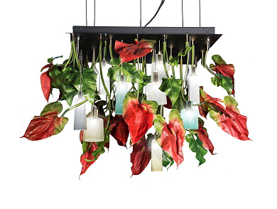 FLOWER POWER ANTHURIUM SQUARE Светодиодный потолочный светильник из муранского стекла VGnewtrend