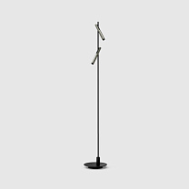 esprit double floor black, brushed silver lamphead round base