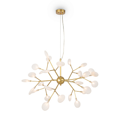 подвесной светильник с золотистой арматурой и плафонами в форме бутонов