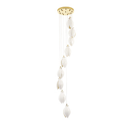 FLOWERS SP9 Crystal Lux FLOWERS многоярусный подвесной светильник с девятью белыми каплевидными плафонами
