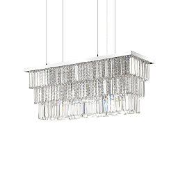 166322 Ideal lux Martinez подвесная люстра с прямоугольной рамой и кристаллами