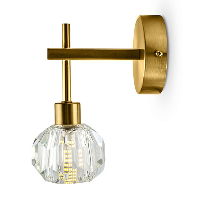 настенный светильник с рифленым стеклянным плафоном на латунной арматуре