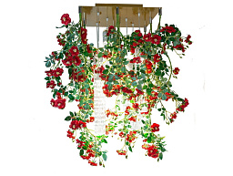 FLOWER POWER WILD RED ROSES SQUARE Светодиодный потолочный светильник из муранского стекла VGnewtrend
