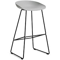 About A Stool AAS 38 High, сиденье H75 см, основание сталь с порошковым покрытием, черное / сиденье полипропилен, бетонно-серое