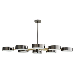 89097 Arteriors Linus подвесная люстра с дисками-плафонами, расположенными горизонтально на чёрной арматуре