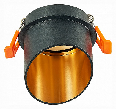 точечный потолочный светильник черного цвета с золотистым отражателем
