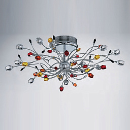 IDL Rosetta 324/10PF Chrome Color roses/Black prisms потолочный светильник