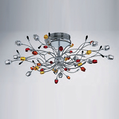 IDL Rosetta 324/10PF Chrome Color roses/Black prisms потолочный светильник