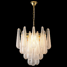 FONTAIN SP8 GOLD Crystal Lux FONTAIN люстра с тремя ярусами хрустальных подвесов и золотистой фурнитурой