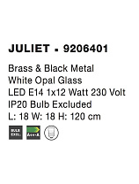 Opal Glass Brass & Black Metal LED E14 1x5 Watt 100-240Volt IP20 Bulb Excluded L: 18 W: 18 H: 120 cm