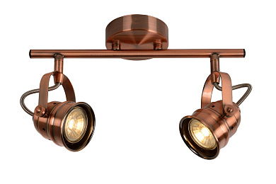 потолочный светильник с двумя регулируемыми плафонами медного оттенка