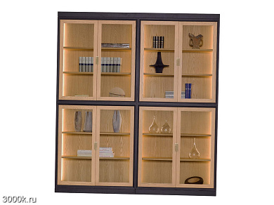 Novecento Книжный шкаф из дерева и стекла со встроенным освещением Morelato