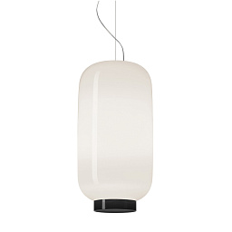 FN210072L_03 Foscarini Chouchin подвесной светильник со стеклянным плафоном цилиндрической формы на чёрном основании