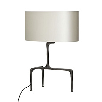 BRAQUE - LAMPE DE TABLE/Base bronze et abat-jour gris perle