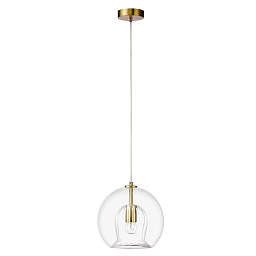 LUISA SP1 BRASS/TRANSPARENT Crystal Lux LUISA подвесной светильник с прозрачным стеклянным шаром и латунной подвесной фурнитурой