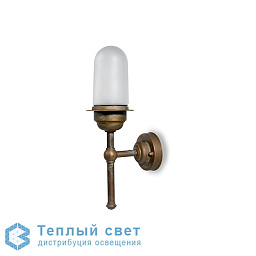уличный настенный светильник с овальным плафоном из стекла на бронзовом основании