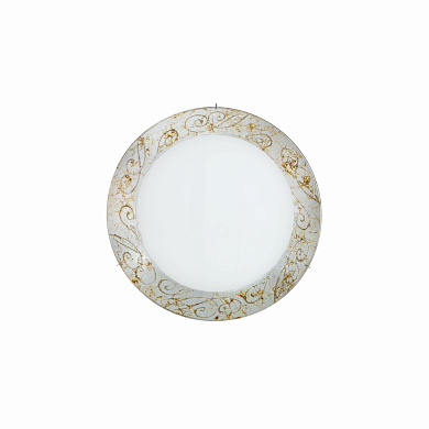 потолочный светильник круглый белый с хромированным декором