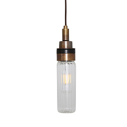MLBP047 Mullan Lighting Delta одноламповый подвесной светильник IP65 с вытянутым стеклянным рифлёным плафоном