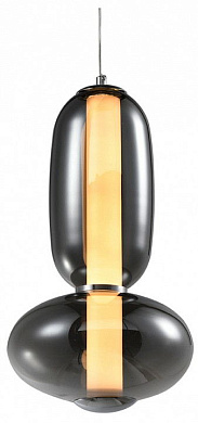 подвесной светильник с овальным плафоном из стекла и золотистыми вставками