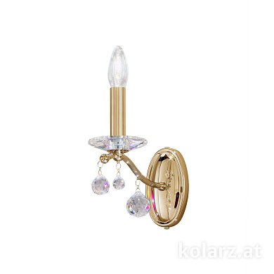 настенный светильник бра с одной свечой и золотым основанием