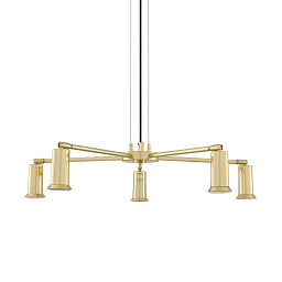MLF308 Mullan Lighting Jasper подвесная пятирожковая люстра с латунными коническими плафонами
