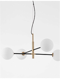 9143304 Nova Luce Vitra подвесной светильник с четырьмя шарообразными плафонами из матового стекла на перекрещенных штангах