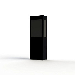 108018113 Roger Pradier Brick2 садовый столбик чёрного цвета с прямоугольным корпусом и прозрачным плафоном
