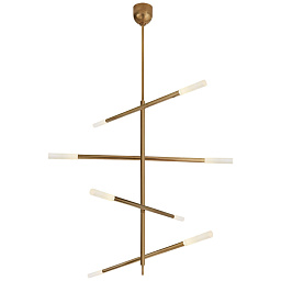 KW5593PN-EC Visual Comfort Rousseau подвесная многоуровневая люстра с вытянутыми стеклянными элементами