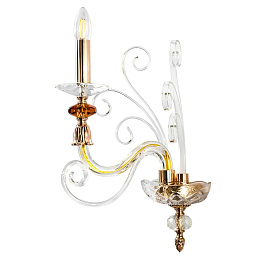 CATARINA AP1 V2 GOLD/TRANSPARENT-COGNAC Crystal Lux Catarina настенное бра с декоративным изогнутым рожком и прозрачными элементами