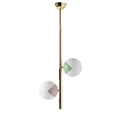 Lustre Pop-Up - 02 - 110 cm/Laiton - pistache et rose