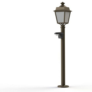 садовый столбик с датчиком движения и куполообразным плафоном песочного оттенка