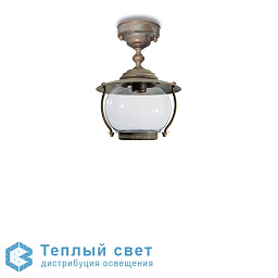 уличный потолочный светильник с подвесной цепью и округлым плафоном
