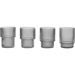 100478112 Ferm Living Ripple набор низких стеклянных стаканов цилиндрической формы из тонированного стекла