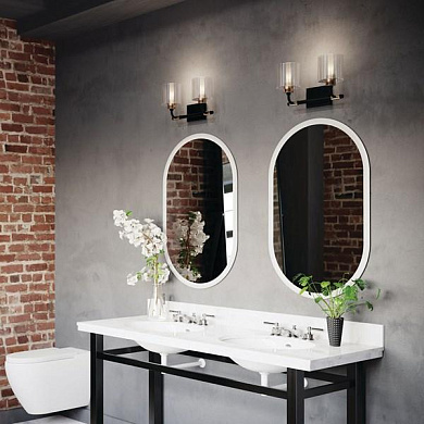 Harvan 15" 2 Light Vanity Light with Clear Ribbed Glass Black  настенный светильник 55106BK Kichler