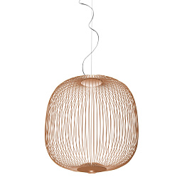 FN2640072ML_80 Foscarini Spokes подвесная люстра с цилиндрическим плафоном из медных металлических нитей
