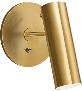 настенное бра с цилиндрическим корпусом из натертой антикварной латуни