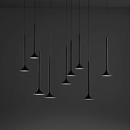 00-7075-05-05 Leds C4 Alive подвесная люстра с девятью черными цилиндрическими подвесами