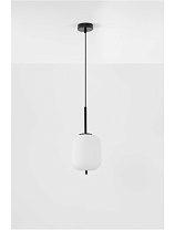 Opal Glass Black Metal Black Fabric Wire LED E27 1x5 Watt 100-240Volt IP20 Bulb Excluded D: 16.5 H: 120 cm