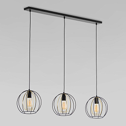 a059255 TK Lighting Jaula подвесной линейный светильник с тремя металлическими каркасными плафонами на тросах