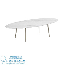 STYLETTO СТАНДАРТНЫЙ ОБЕДЕННЫЙ СТОЛ 320X140CM АЛЮМИНИЕВЫЕ НОЖКИ С ПЕСОЧНОЙ КЕРАМИЧЕСКОЙ СТОЛЕШНИЦЕЙ BIANCO STATUARIO Royal Botania