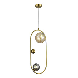SL1515.303.02 ST-Luce Sfera подвесной светильник с латунным корпусом и двумя стеклянными шарами