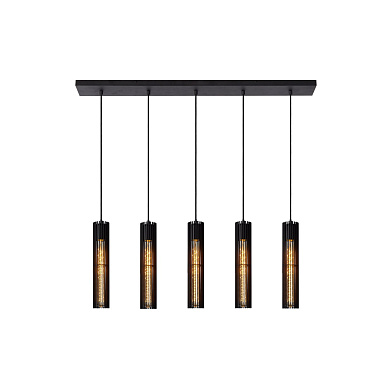 подвесной светильник с пятью цилиндрическими плафонами на подвесе