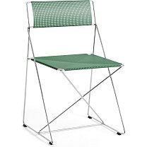 X-Line Chair, сиденье и спинка сталь с порошковым покрытием, цвет лука-порея (leek green) / каркас хромированная сталь (для помещений)